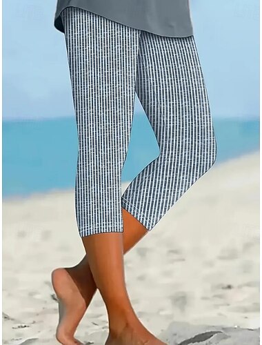  Leggings pour femmes Capri Pantalons Haute élasticité Mode Streetwear Longueur complète Taille haute Imprimé floral Thermique Chaud Respirant Doux Extérieur Quotidien Lin comme Combo gris foncé