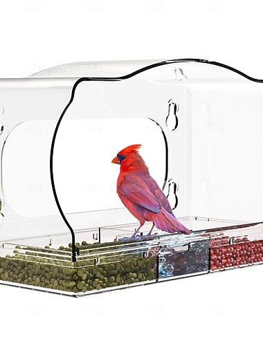  transparentes Vogelhäuschen aus Acryl – Wandmontage, Saugnapf-Design (klar) – leicht zu reinigen &wetterfest - ideal für Senioren &Kinder