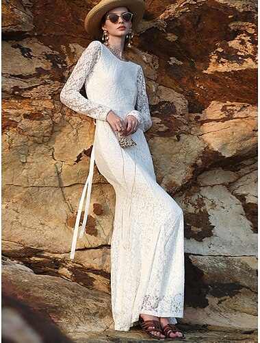  Hochzeitskleider Ballkleid U-Ausschnitt Langarm Boden-Länge Satin Brautkleider Mit Plissee Gerafft 2025