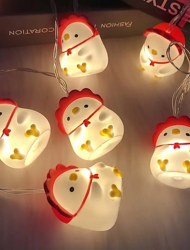 Cadena de luces LED con forma de gallina de Pascua de 1,5 m y 10 ledes &Luces de hadas de animales de dibujos animados, fiesta navideña &Decoración del dormitorio