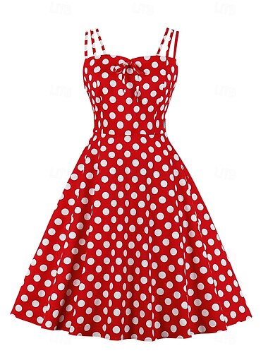  Retro Vintage 1950er Kleid Swing-Kleid Tupfen Übergröße Damen Karneval Maskerade Alltagskleidung Junggesellinnenabschiedsparty Erwachsene Kleid Abschlussballkleider