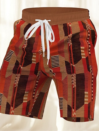  Herren Geometrisch Farbblock Patchwork Boardshorts Badeshorts Sommershorts Mittlere Taille Streetwear Hawaiianisch Urlaub Seitentaschen Elastischer Kordelzug in der Taille Designer Bekleidung