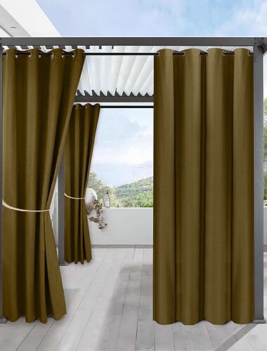  Wasserdichte Outdoor Vorhang Außenvorhänge für Privatsphäre Schiebe-Patio-Vorhänge Bauernhaus-Draperien Pergola-Vorhänge mit Ösen für Pavillon Balkon Veranda Party Hotel 1 Paneel
