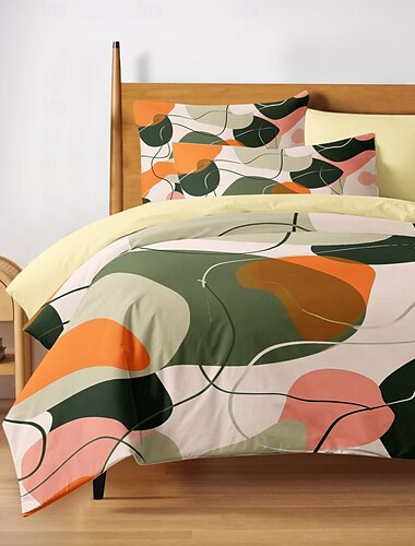  100% katoenen dekbedovertrekset met kleurrijk geometriepatroon dekbedset zacht 3-delig luxe beddengoed set woondecoratie cadeau koning koningin volledige groottedriedelige set