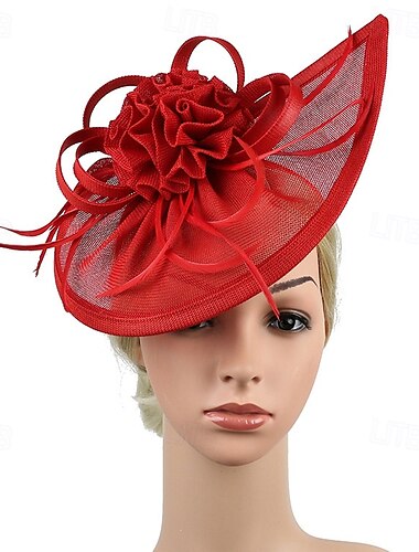  Coiffe Imitation Lin Mariage Fête du thé Course de chevaux Elégant Rétro Vintage Le style mignon Avec Fleur Casque Couvre-chef