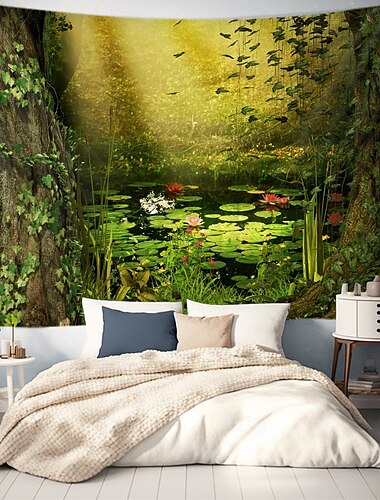  Landschaft schöner Teich Hängender Wandteppich große Wandteppich Wanddekoration Fotografie Hintergrund Decke Vorhang Wohnraum Schlafzimmer Dekoration