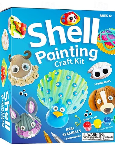  barn snäckskalsmålningssats - konst  & hantverkspresenter för pojkar och flickor - påskpysselsättningar - kreativ konstaktivitet presentleksaker för ålder 6 7 8 9 10 11  & 12 åring 8-12