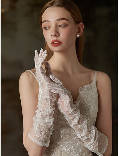  Kant Ellebooglengte Handschoen Elegant / Klassieke Stijl Met Pure Kleur Bruiloft / feesthandschoen