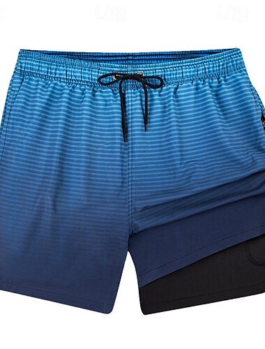  Herren Bademode Surfshorts Badehose Schwimmshorts kurz Surfshorts Unten Kordelzug 2 in 1 Mit Taschen Schwimmen Surfen Strand Wassersport Bedruckt Sommer Frühling