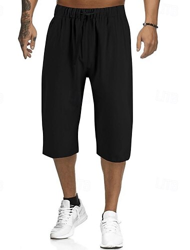  Herren Shorts Kurze Hosen Leinenshorts Kurze Hosen Sommer-Shorts Strandshorts Kurze Hosen Caprihose Tasche Kordelzug Elastische Taille Glatt Komfort Atmungsaktiv Wadenlänge Outdoor Heim Täglich