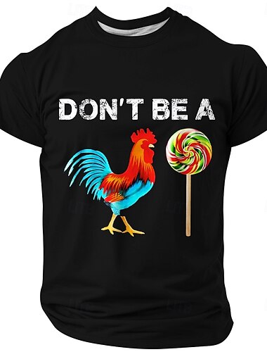  Lustiges Herren Grafik T-Shirt - Sei kein Hahn Lollipop visuelles Wortspiel Tee Kurzarm