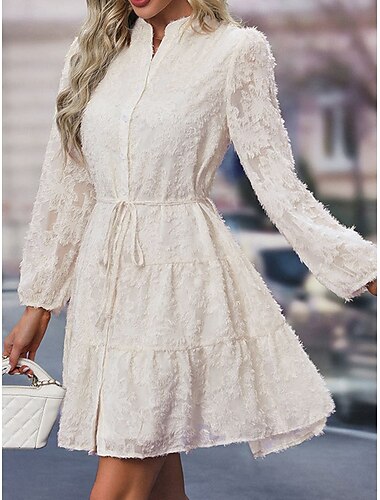  Kleid Brautmutterkleid Elegant Brautkleider schlicht Stehkragen Knie-Länge Polyester Langarm mit Knöpfe 2025