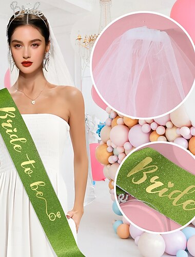  FUTURA NOIVA Acessórios para despedida de solteira Faixa de Cabeça Faixa Véu de Noiva Adulto Mulheres Casamento Chá de Cozinha Festa de Solteira Dia Das Bruxas Carnaval Fantasia de Carnaval Fácil
