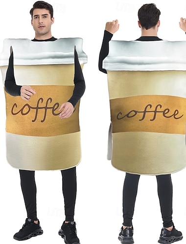  Kaffee Cosplay Kostüm Austattungen Lustige Kostüme Erwachsene Herren Damen Cosplay Leistung Party Halloween Karneval Einfaches Karnevalskostüm
