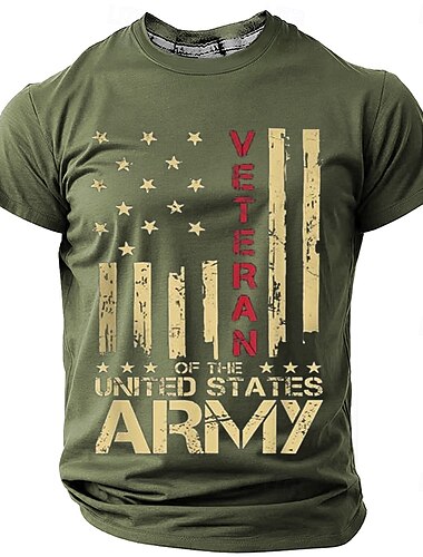  Veterans Day Herren Patriot Patriotischer Veteran Amerikanisch US-Flagge Veterans T-Shirt Kurzarm T-Shirt 3D-Druck Rundhals-Shirt Täglich Militär Straße Täglich Schwarz Blau Grün Sommer Frühling