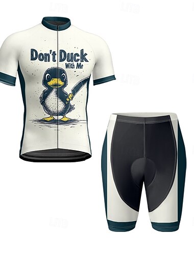  Herren Radtrikot mit Radhose fahrradbekleidung Kurzarm MTB Mountain Rennrad Schwarz Weiß Karikatur Fahhrad Spandex Sport Karikatur Bekleidung