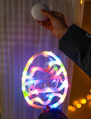  coniglietto pasquale uovo di pasqua vetrina luce decorativa batteria aaa scatola alimentata cena di pasqua atmosfera festa decorazione