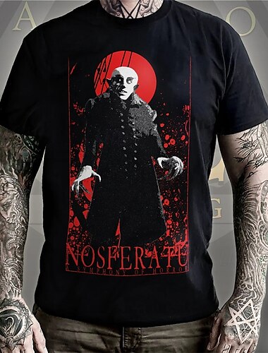  Nosferatu Vampiros Drácula Japonesa/Curta Camiseta Personagem Arte Gráfica Para Homens Mulheres Unisexo Adulto Baile de Máscaras Hot Stamping Casual / Diário