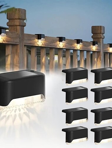  8 stk utendørs solterrasselys, trappelys, gjerdelys, gårdsbalkong hagestilys
