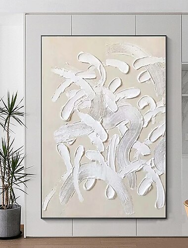  handgemaakte olieverfschilderij canvas wanddecoratie wabi-sabi stijl abstract melkachtig wit solide textuur voor thuis woonkamer decor opgerold frameloos ongespannen schilderij