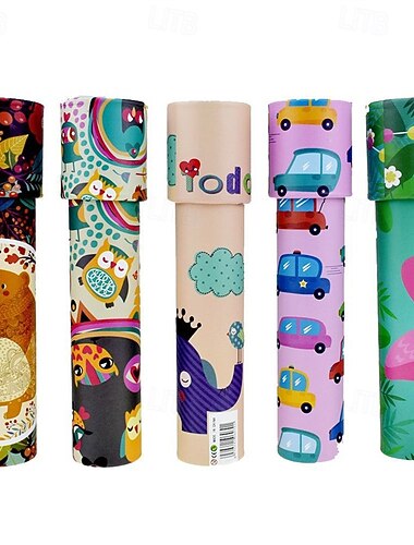  Kaléidoscope de dessin animé coloré 5 pièces - jouet rotatif logique interactif en plastique durable 7,67 - classique magique avec dinosaure &dessins d'animaux pour les jeunes de 3 ans