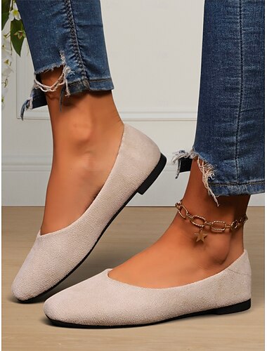  ballerines classiques à bout carré en faux daim pour femmes, à enfiler, pour le quotidien, le bureau et les voyages