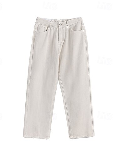  Herren Chinohose Knöpfe Tasche Gerader Schnitt Einfarbig Volle Länge Outdoor Urlaub Lässig Elegant Urlaub Hellkaki Schwarz Mikroelastisch