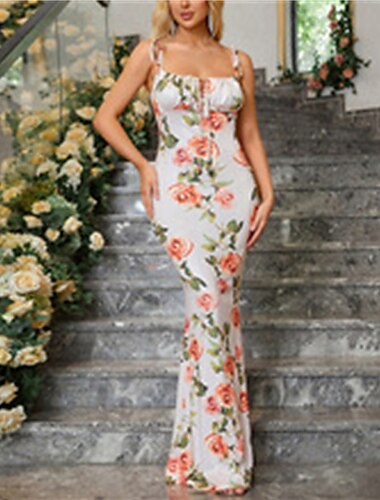  Per donna Mini abito Abito casual Vestito maxi vestito a flori Abito estivo Moda Informale Senza maniche Da mare Giornaliero Appuntamento Standard Floreale Senza maniche Con bretelline Rosa cipria