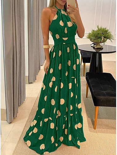 Femme Robe Maxi Robe casual Robe Corset Robe Trapèze Robe à enfiler mode Décontractées Vacances du quotidien Standard Floral Léopard Pois Sans Manches Dos nu Marron foncé Noir Jaune Marron Eté