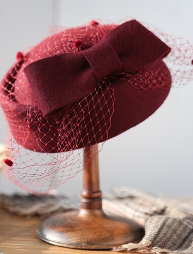  damă stil britanic pastile biserică derby nuntă iarnă vintage fascinator beretă pălărie din voal din pâslă