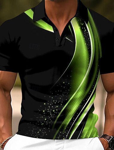  Per uomo Geometrico Linea Polo Manica Corta Magliette polo Camicie con Colletto Casual Scuola All'aperto Abbigliamento quotidiano Abbigliamento da casa Stampa 3D Estate Bianco Blu Verde