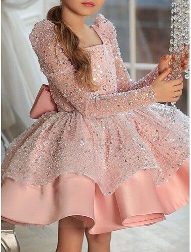  Robe de Soirée Courte / Mini Robe de Demoiselle d'Honneur Fille Fête de Mariage Filles Jolie robe de bal Tulle avec Broderie Plage Ajustement 3-16 ans