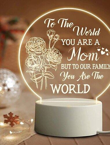  luz noturna gravada para a mãe - presente perfeito da filha ou do filho no dia das mães, natal, dia dos namorados - lâmpada led alimentada por usb com texto claro &lindos padrões