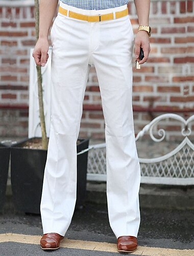  Voor heren Pakken Broek Chinese Knop Zak Effen Comfort Formeel Feest Werk Modieus Klassieke Stijl Zwart Wit Micro-elastisch