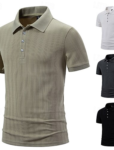 Herren Rippenstrick-Top Muskelshirt Arbeit Lässig Revers Gerippter Polokragen Kurzarm Basic Modern Farbblock Knöpfe Frühling & Sommer Schmale Passform Dunkelgrau Schwarz Weiß Khaki Rippenstrick-Top   Herren Rippenstrick-Top Muskelshirt Arbeit Lässig Revers Gerippter Polokragen Kurzarm Basic Modern Farbblock Knöpfe Frühling & Sommer Schmale Passform Dunkelgrau Schwarz Weiß Khaki Rippenstrick-Top