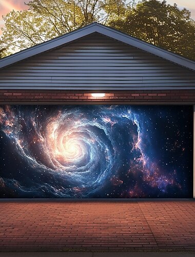  Landschaft Tür Dekorationen Garage Tür Abdeckung Galaxy Außen Banner Große Weihnachten Kulisse für Feiertag Außen Garage Tür Haus Wand Dekorationen
