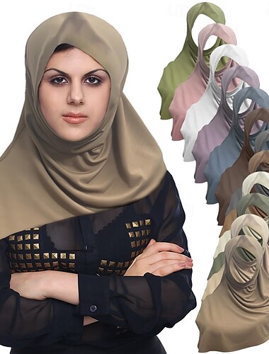  Damen Kopfbedeckungen Hijab-Schals Dubai islamisch arabisch Muslim Ramadan Feste Farbe Erwachsene Schal