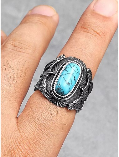  anello in acciaio inossidabile turchese con design ad aquila anello vintage in stile western per uomo gioiello esclusivo per abbigliamento casual e outdoor
