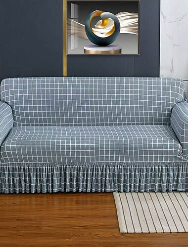  1 قطعة غطاء أريكة مطاطي مع تنورة غطاء أريكة مطبوع واقي أثاث لغرفة النوم وغرفة المعيشة وديكور المنزل