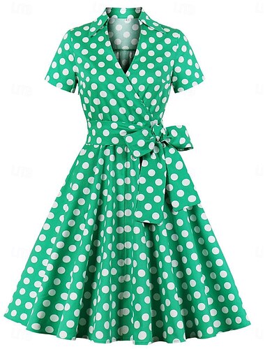  Retro Vintage 1950er Kleid Swing-Kleid Tupfen Übergröße Damen Karneval Maskerade Alltagskleidung Junggesellinnenabschiedsparty Erwachsene Kleid Abschlussballkleider