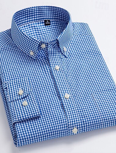  Herren Hemd Oberhemd Knopfhemd Plaid Hochzeit Party Rote Blau Grün Dunkelblau Langarm Kargen Frühling Herbst Bekleidung Knopf