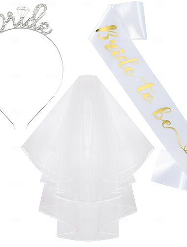  BRAUT ZU SEIN Accessoires für Junggesellinnenabschiede Stirnband Schärpe Brautschleier Erwachsene Damen Hochzeit Brautparty Junggesellinnenabschiedsparty Halloween Karneval Einfaches Karnevalskostüm