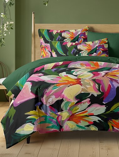  Bettbezug-Set aus 100 % Baumwolle, Blumenmuster-Set, weiches 3-teiliges Luxus-Bettwäsche-Set, Heimdekoration, Geschenk, King-Size-Bettbezug