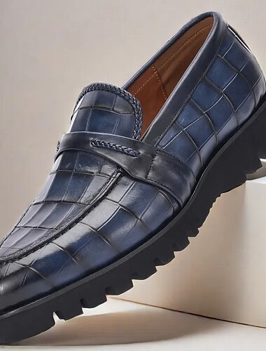  Heren loafers van echt leer – instapschoenen met krokodillenreliëf en robuuste zool voor zakelijke en formele gelegenheden