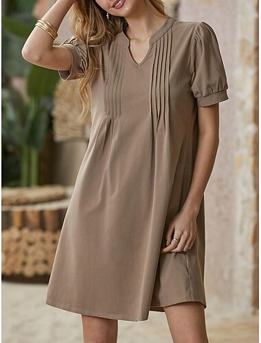  שמלת קפלים עם שרוולים נפוחים לנשים