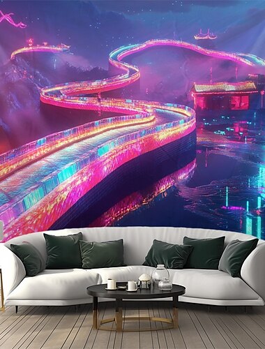  Zwartlicht Wandtapijt Glow in het Donker Glow Party UV Reactief Bohemian Totem Phenix Trippy Mistig Natuur Landschap Hangend Wandtapijt Muurkunst voor Woonkamer Slaapkamer
