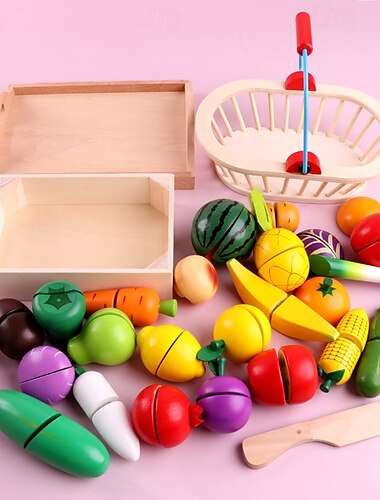  学習玩具 幼児用プレイフードセット 就学前のアクティビティ用食品カット ごっこ遊び 子供用キッチンアクセサリー 男の子用カラーソーティングセット &女の子のデイケア教育玩具