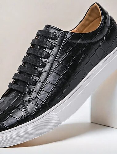  weiße Freizeit-Sneaker für Herren mit Krokodilmuster – stylische Schnürschuhe für den Alltag und modische Ausflüge