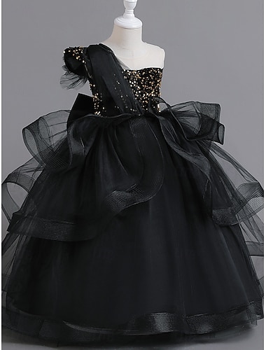  Robe de Soirée Courte / Mini Robe de Demoiselle d'Honneur Fille Fête de Mariage Filles Jolie robe de bal Tulle avec Ceinture / Ruban Plage Ajustement 3-16 ans