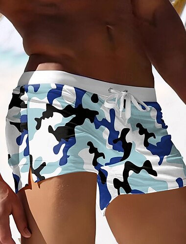  Herr Blandad färg Abstrakt konst Badshorts Boardshorts Medium Midja 3D-tryck Hawaiisk Surfing Helgdag Strand Snörning med meshfoder Elastisk midja Designer Kläder